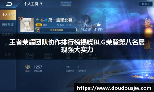 王者荣耀团队协作排行榜揭晓BLG荣登第八名展现强大实力